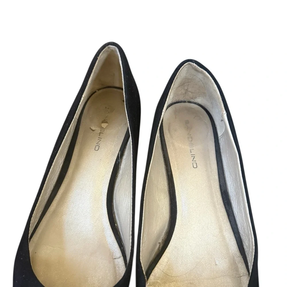 Bandolino Black Pointed-Toe Flats with Gold Buckle